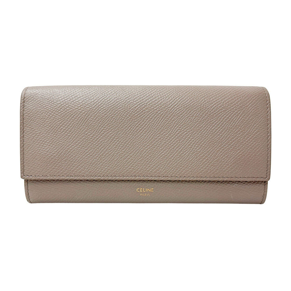 Celine CELINE Women's Wallet, Brand Name, Long Leather, Greige